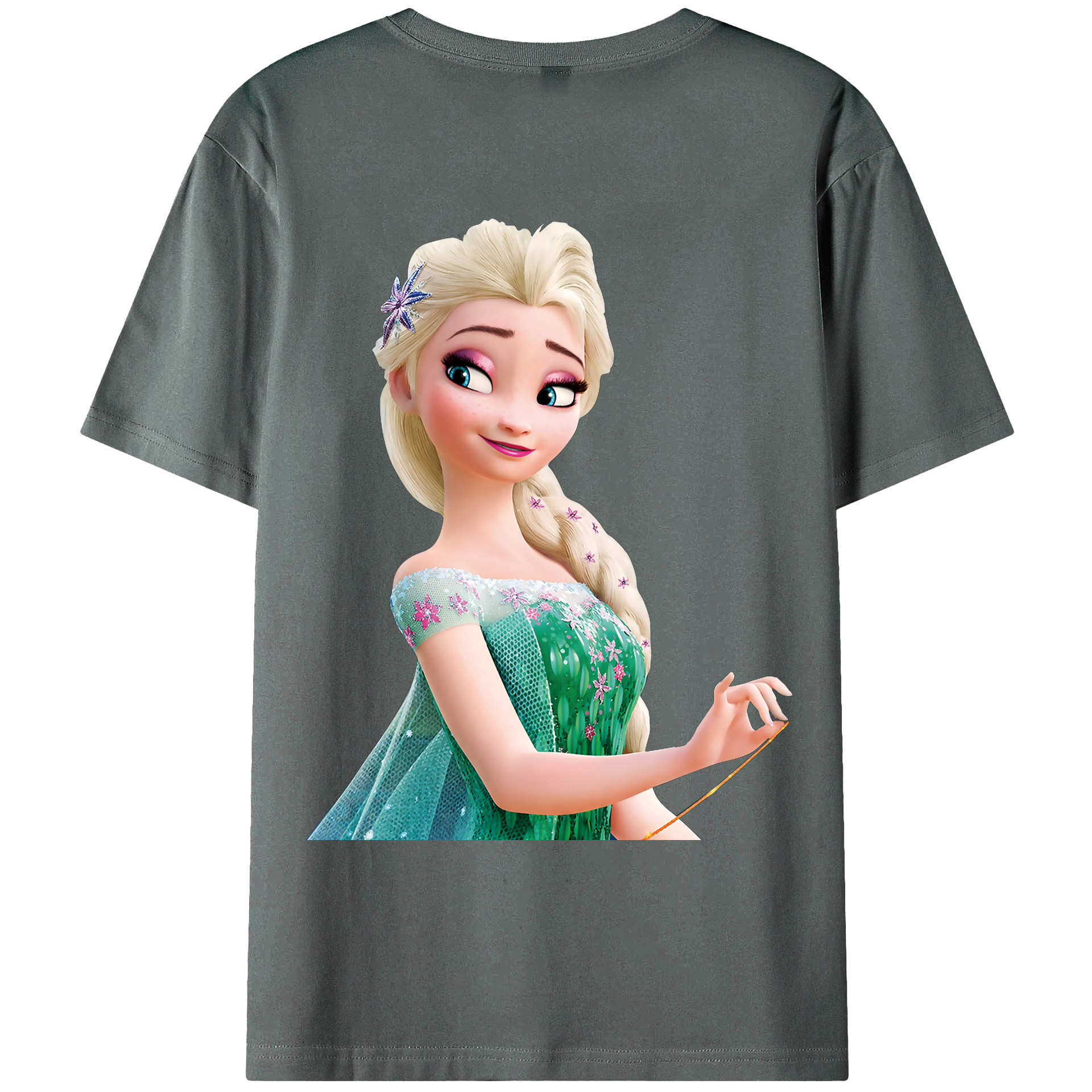 （画像用） アナと雪の女王 アンナ エルサ Frozen Anna Elsa 綿100％ メンズ半袖Tシャツ（バックプリント） 通気性